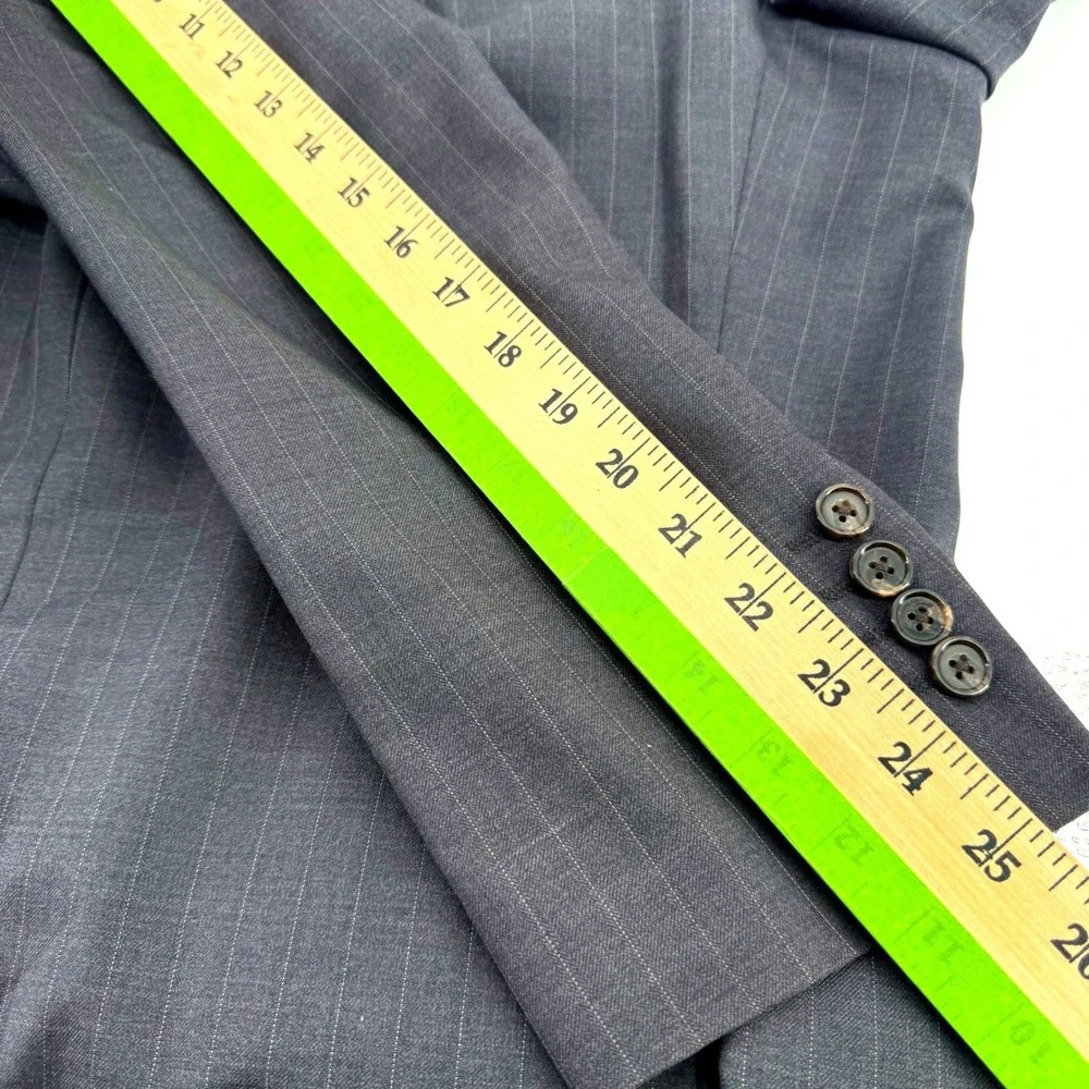 Ralph Lauren Suit Mens 43L Charcoal Gray Pinstripe 100% Wool Pants 46x30
